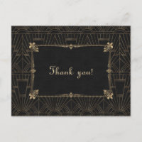 Royal Fleur-de-Lis Art Deco 1920 Wedding Thank You