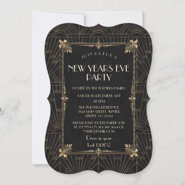 Royal Fleur-de-Lis Art Deco 1920s New Year Party Invitation (Front)