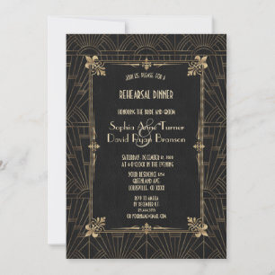 Royal Fleur-de-Lis Art Deco 1920s Rehearsal Dinner Invitation