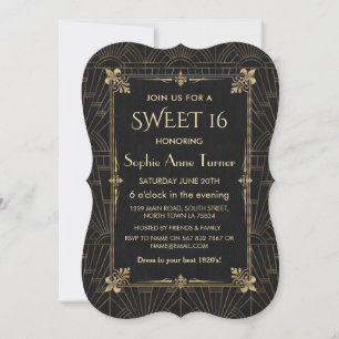 Royal Fleur-de-Lis Art Deco 1920s SWEET 16 Invitation