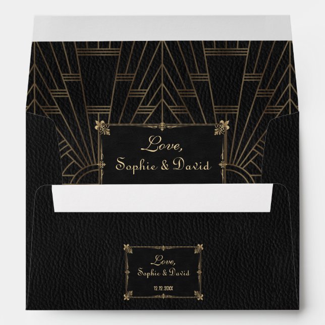 Royal Fleur-de-Lis Art Deco 1920s Wedding Envelope (Back (Bottom))