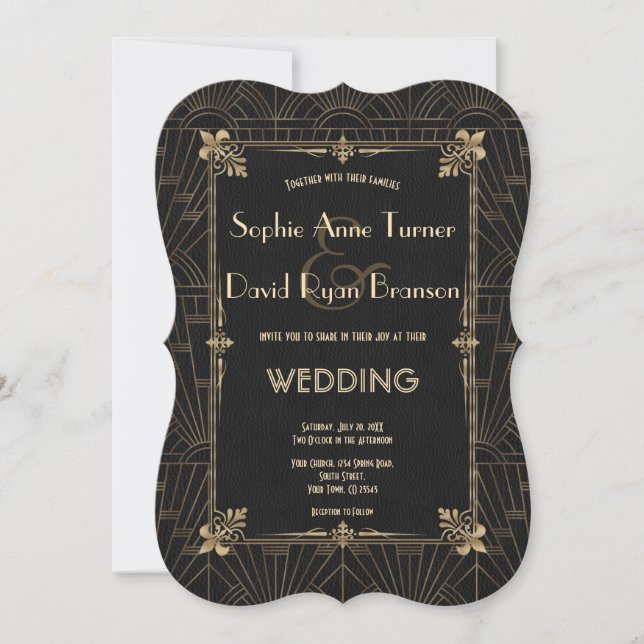 Royal Fleur-de-Lis Art Deco 1920s Wedding Invitation (Front)
