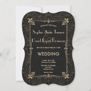 Royal Fleur-de-Lis Art Deco 1920s Wedding Invitation