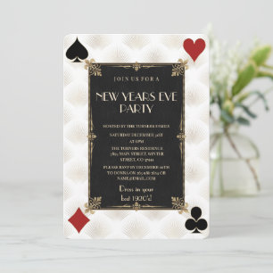 Royal Fleur-de-Lis Gold Art Deco New Year Party Invitation