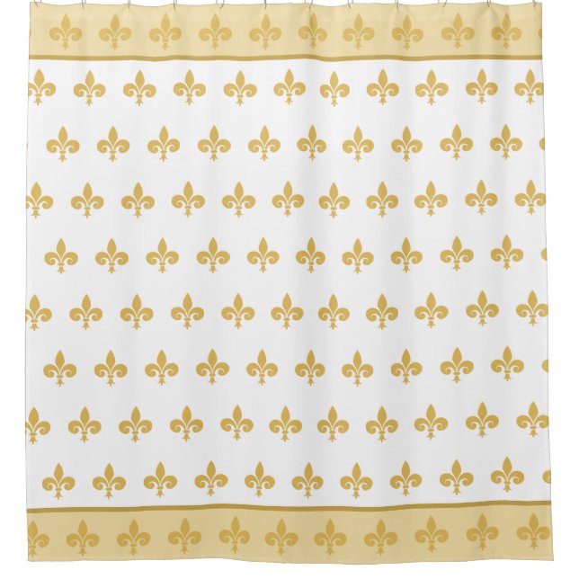 Royal fleur de lis, golden lily flowers shower curtain (Front)