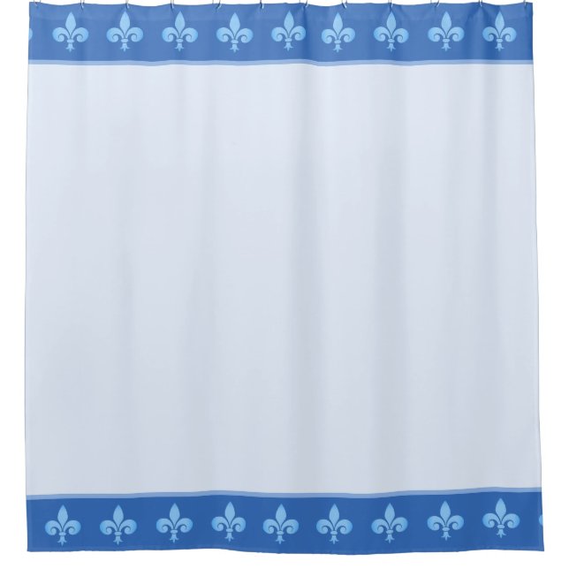 Royal fleur de lis, lily flowers on blue shower curtain (Front)
