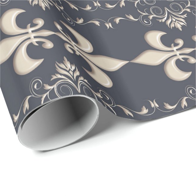 Royal.Fleur de Lis pattern Wrapping Paper (Roll Corner)
