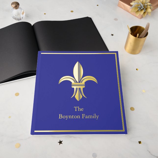 Royal Fleur di Lis foil Scrapbook Photo Album Guest Book (Front Open)