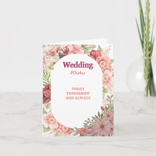 Royal Floral Wedding Greetings Wishing Congrates Thank You Card (Front)