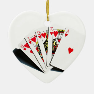 Royal Flush Hearts Ceramic Tree Decoration