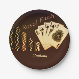 Royal Flush Poker Themed Personalised Paper Plates