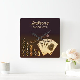 Royal Flush Poker Themed Wall Clock