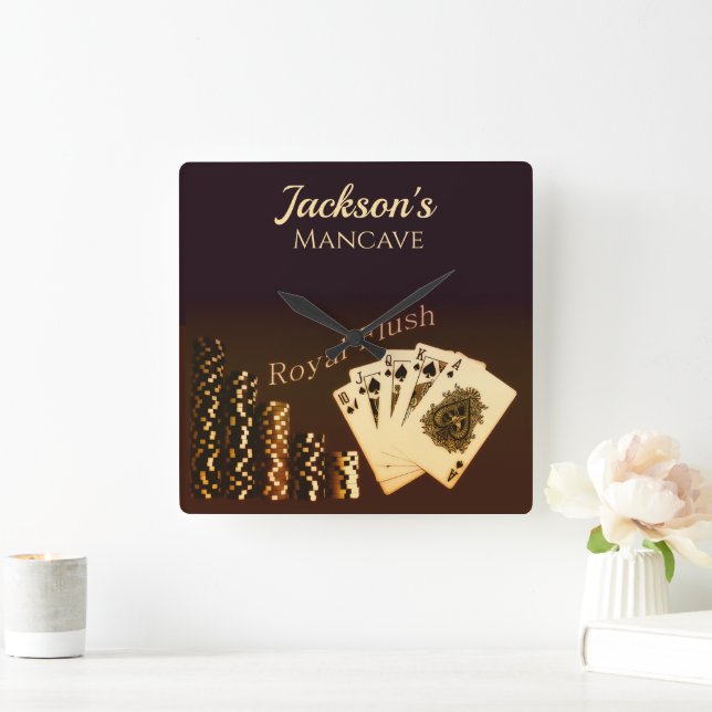 Royal Flush Poker Themed Wall Clock (Home)