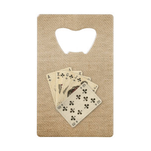 Royal Flush Spades on Burlap Background