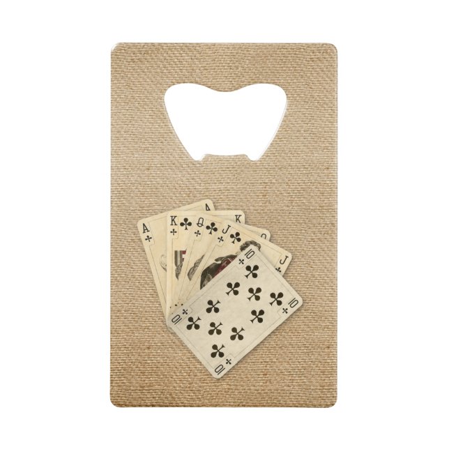 Royal Flush Spades on Burlap Background (Front)