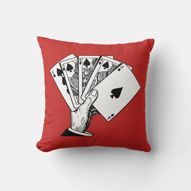 Royal Flush Vintage Illustration Pillows (Front)
