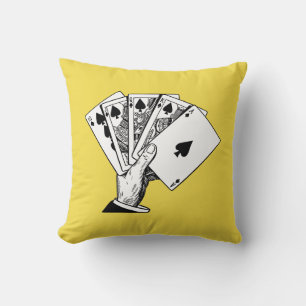 Royal Flush Vintage Illustration Pillows