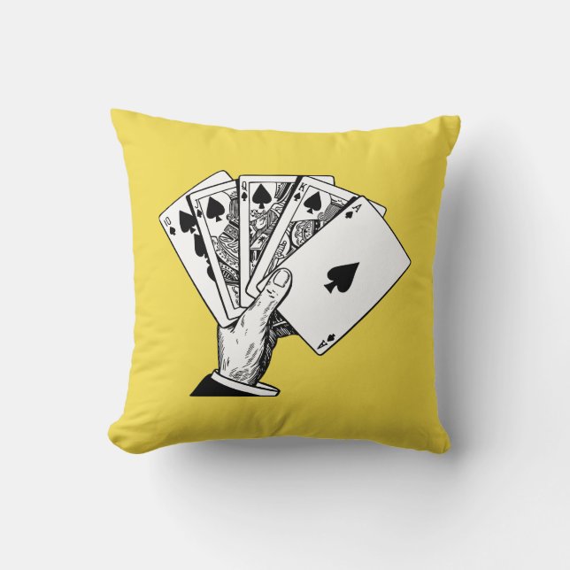 Royal Flush Vintage Illustration Pillows (Front)
