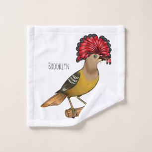 Royal flycatcher bird cartoon illustration bath towel set