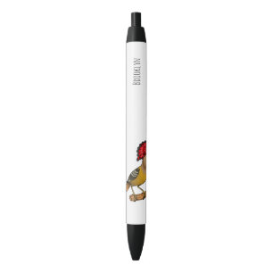 Royal flycatcher bird cartoon illustration black ink pen