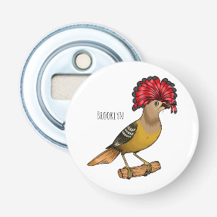 Royal flycatcher bird cartoon illustration bottle opener