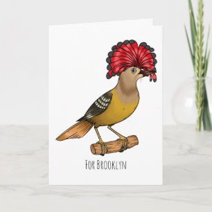 Royal flycatcher bird cartoon illustration card