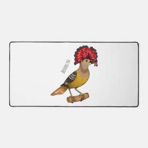 Royal flycatcher bird cartoon illustration desk mat