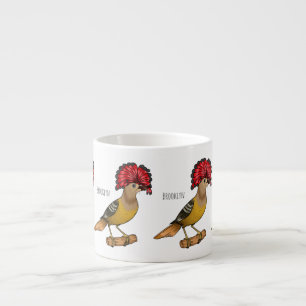 Royal flycatcher bird cartoon illustration espresso cup