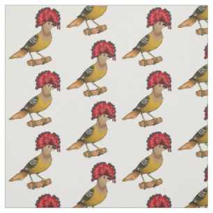 Royal flycatcher bird cartoon illustration fabric