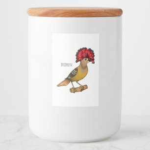Royal flycatcher bird cartoon illustration  food label