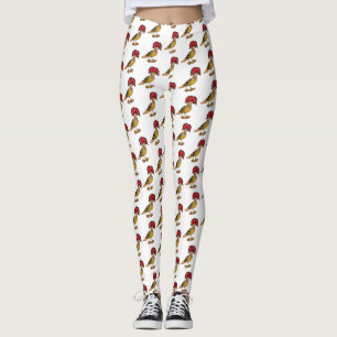 Royal flycatcher bird cartoon illustration leggings