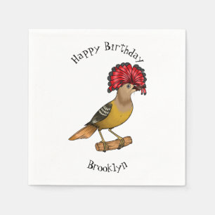 Royal flycatcher bird cartoon illustration napkin
