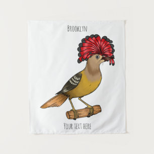 Royal flycatcher bird cartoon illustration tapestry