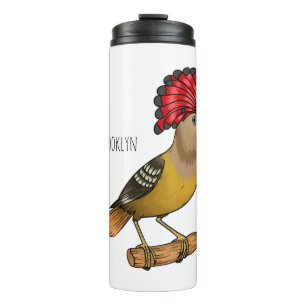 Royal flycatcher bird cartoon illustration thermal tumbler