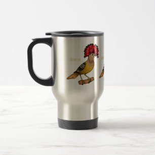 Royal flycatcher bird cartoon illustration travel mug