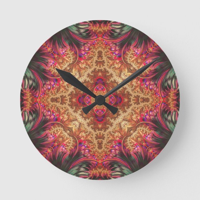 Royal Fractal | Round Wall Clock (Front)