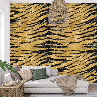 Royal French Sparkle black and golden tigger print Wallpaper
