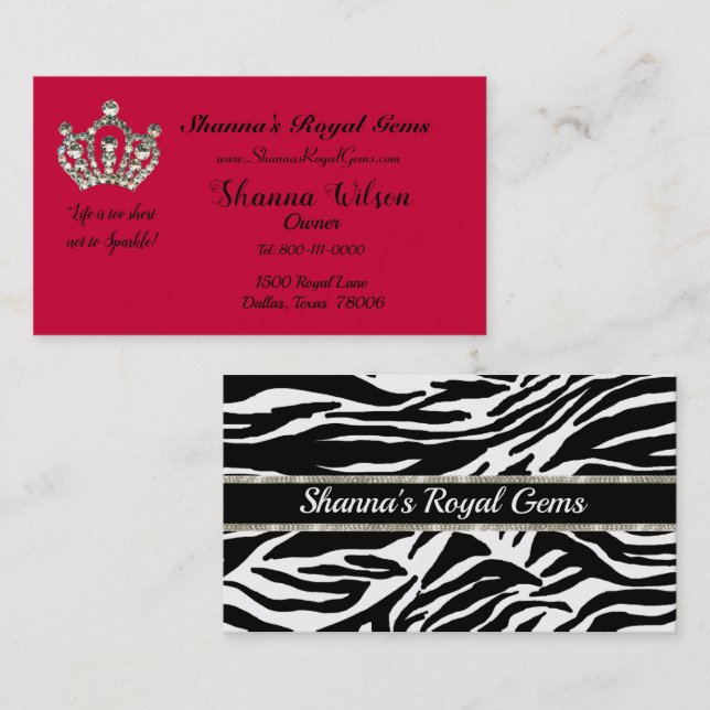 "Royal Gems" Tiara Business Cards (Front/Back)