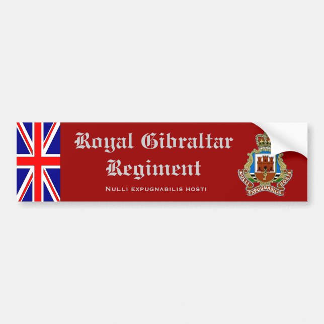 Royal Gibraltar Regiment Bumper Sticker (Front)