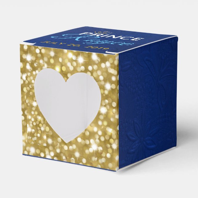 Royal Gifts|African Prince|Blue|Gold Glitter Favour Box (Front Side)