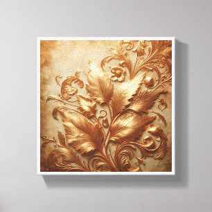 Royal Gilded Floral Relief - Elegant Baroque Gold  Canvas Print