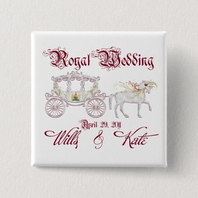 Royal Glass Coach Commemorate the Royal Wedding 15 Cm Square Badge (Front)