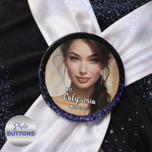 Royal Glitter Glitz Pageant Photo Button Pin