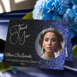 Royal Glitter Glitz Pageant Thank You Card