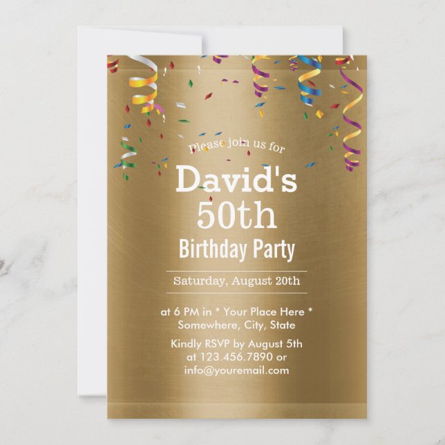 Royal Gold 50th Birthday Party Invitation (Front)