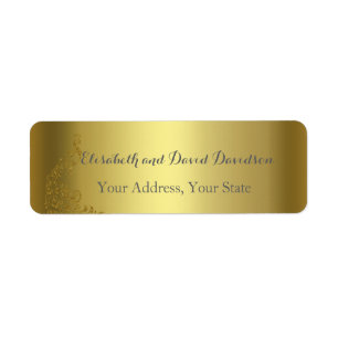 Royal Gold Abstract Peacock Wedding Address Label