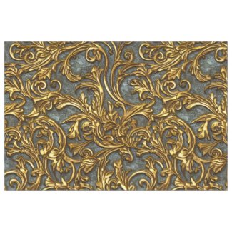 Royal Gold and Cyan Ornate Celtic Damask