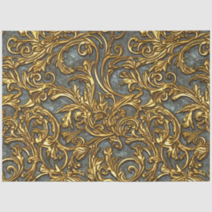 Royal Gold and Cyan Ornate Celtic Damask Tissue Paper