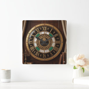 Royal Gold and Malachite Swiss Style Wall Clock