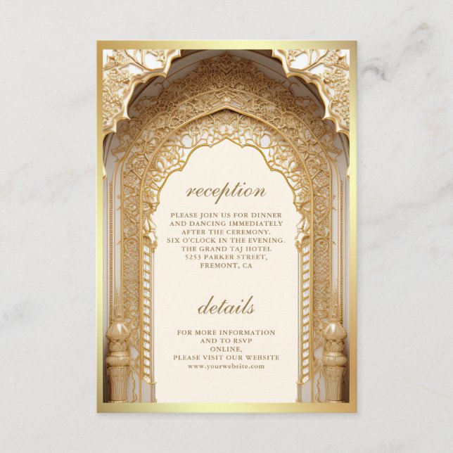 Royal Gold Arch Cream Wedding Enclosure Card (Front)
